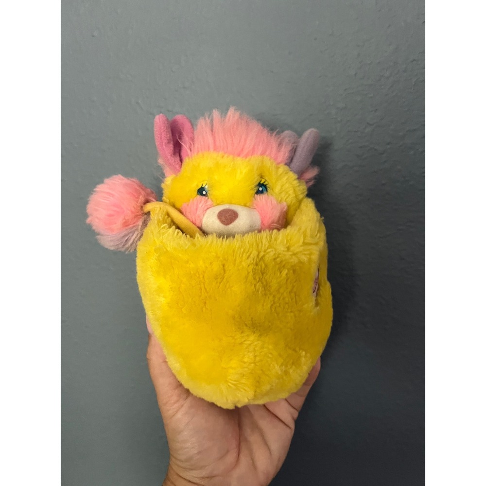 Vintage Popples Yellow Pink Purple Transforming Plush Stuffed Animal Toy 8 inch